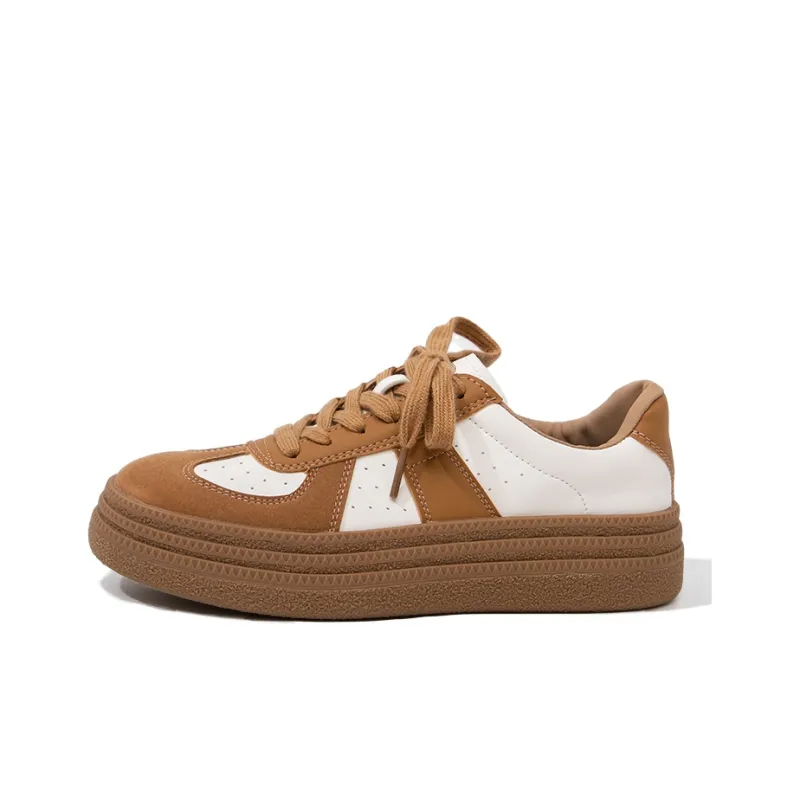 Feiyue Anti Slip Wear Resistant Low Top Skateboard Shoes Women's White/Brown-0