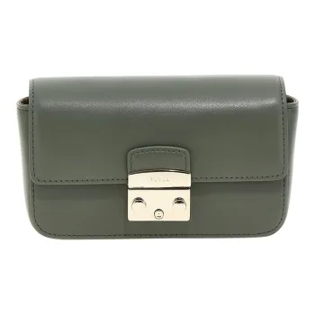 Furla Metropolis Collection Leather Shoulder Bag Crossbody Bag Women's Green