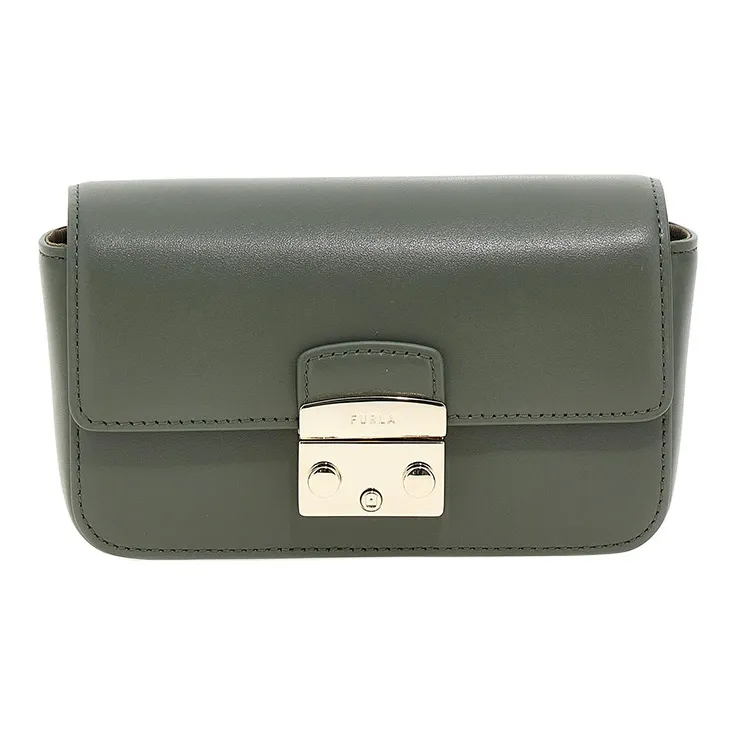 Furla Metropolis Collection Leather Shoulder Bag Crossbody Bag Women's Green-0