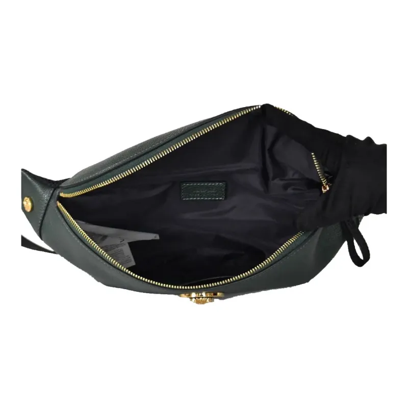 FANSIZHE Leather One Shoulder Crossbody Fanny Pack Men's Green-4