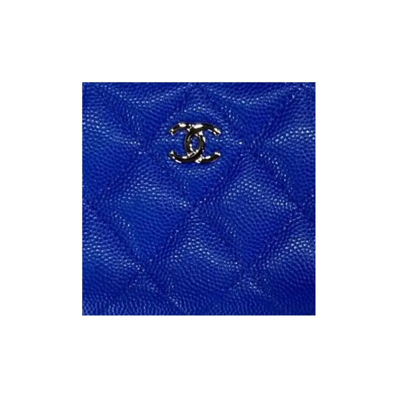 CHANEL Bright Caviar Calfskin Coin Purse Women's Blue-2