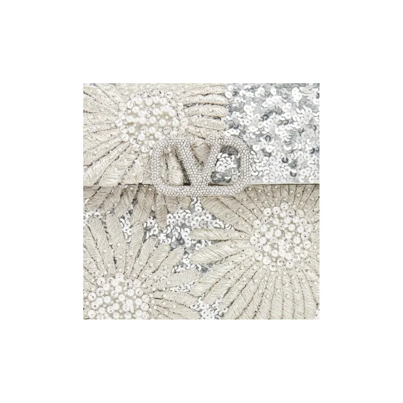 Valentino VSLING Rhinestone Shoulder Bag Crossbody Bag Handbag Mini Women's Silver-4