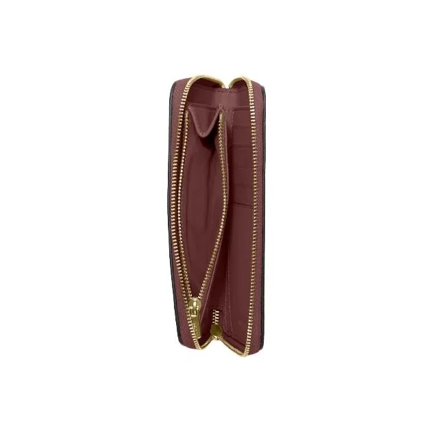 COACH Id Zip Wallet Refined Pebble Leather Clutches Card Holder Wallet Medium Size Women's Burgundy-3