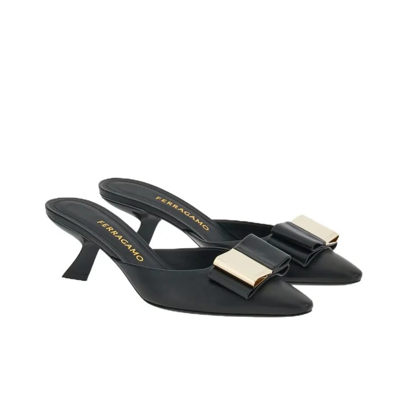FERRAGAMO Rubber Sole Slip-Resistant Wrap-toe Slippers Women's Black-2