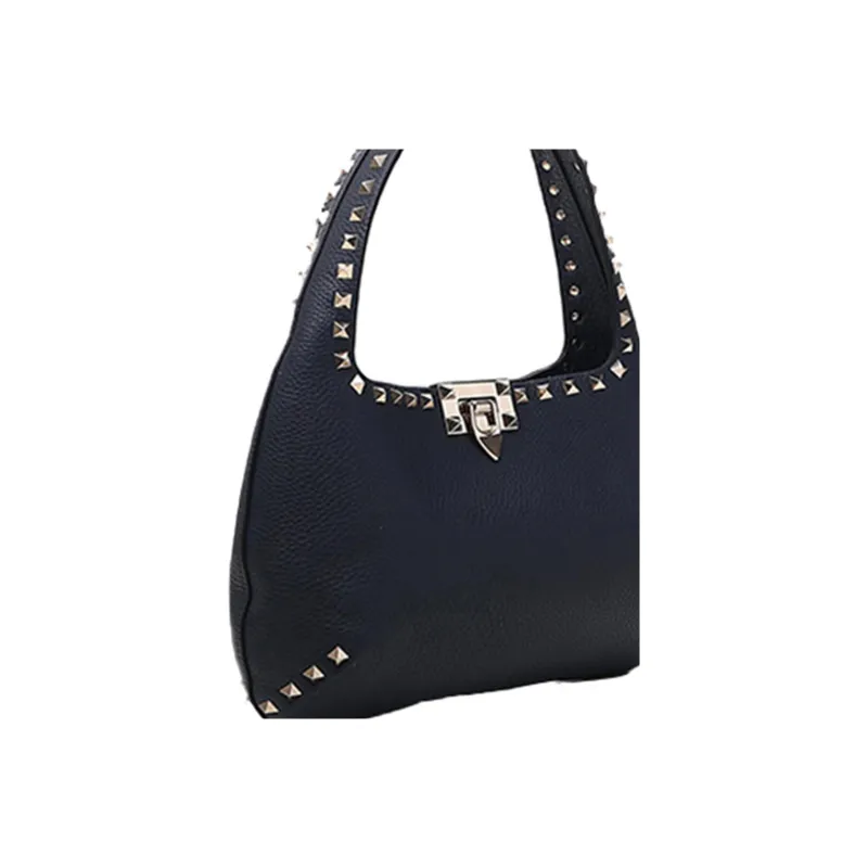 Valentino Cow Leather One Shoulder Handbags Women's Black-4