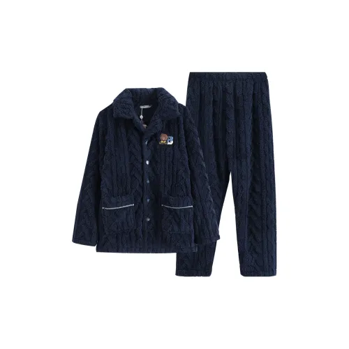 FENTENG x LINE FRIENDS Brown Bear Pajama Set Men's Royal Blue