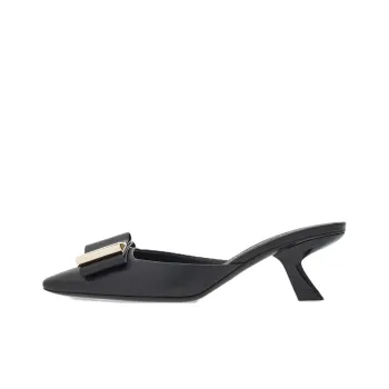 FERRAGAMO Rubber Sole Slip-Resistant Wrap-toe Slippers Women's Black