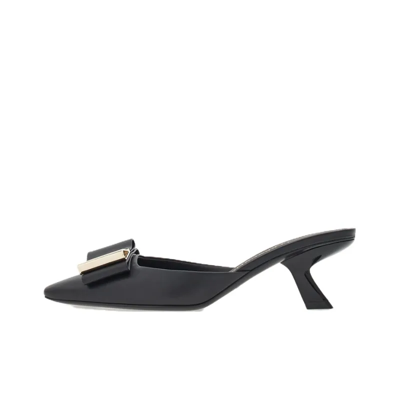 FERRAGAMO Rubber Sole Slip-Resistant Wrap-toe Slippers Women's Black-0
