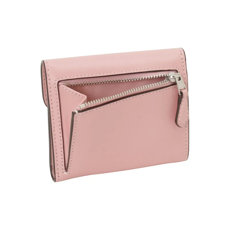 COACH Wyn Canvas With Calfskin Card Holder Wallet Small Size Women's Khaki & Pink-3
