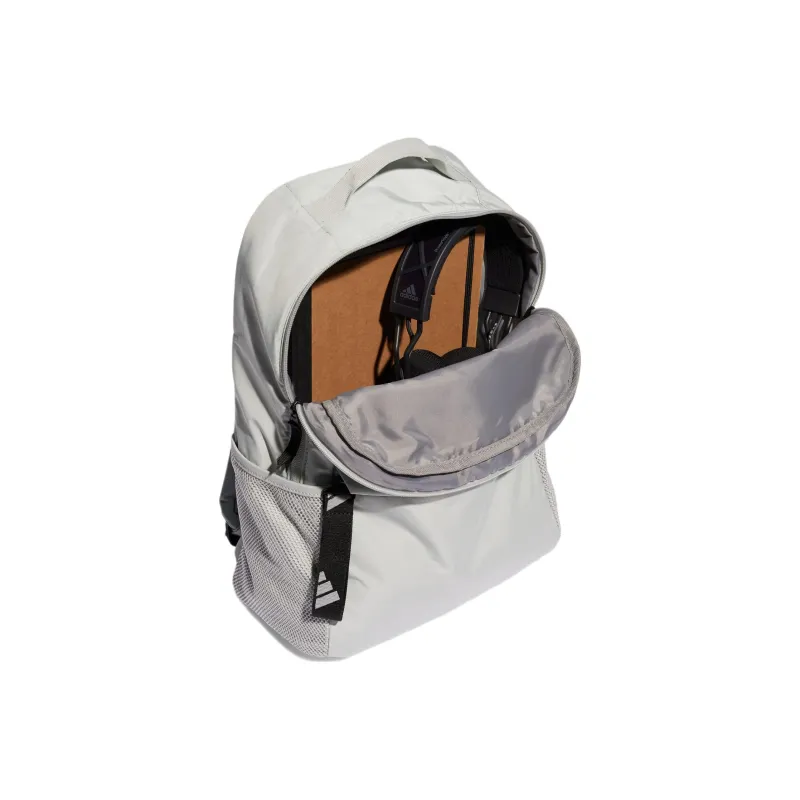 Adidas Recycled Polyester Plain Weave Fabric Backpack Regular Unisex Iridescent Silver/Metallic Silver/Black-3