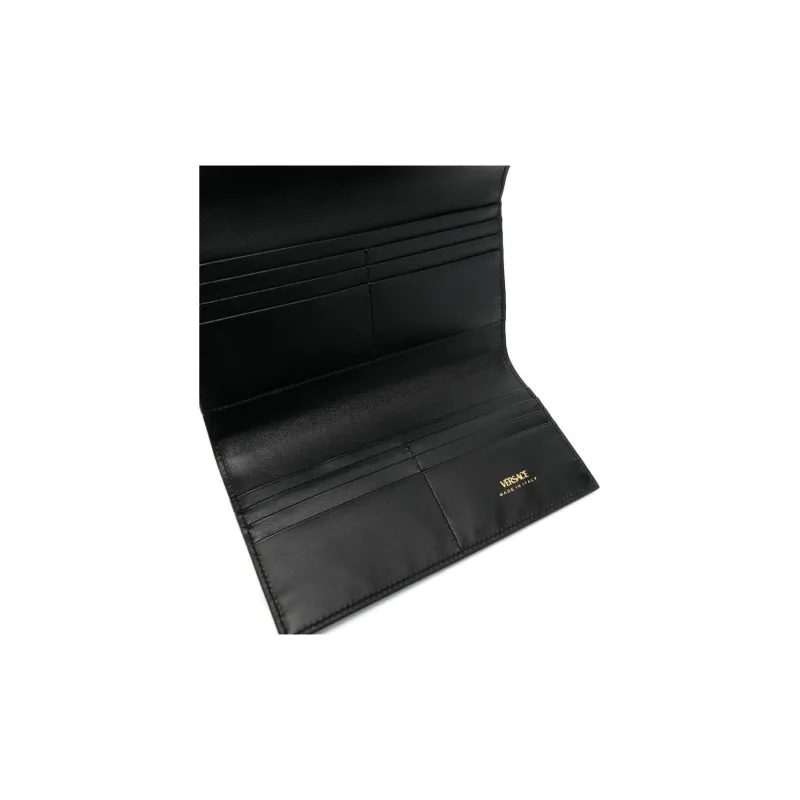 VERSACE La Medusa Sheepskin Wallet Women's Black-4