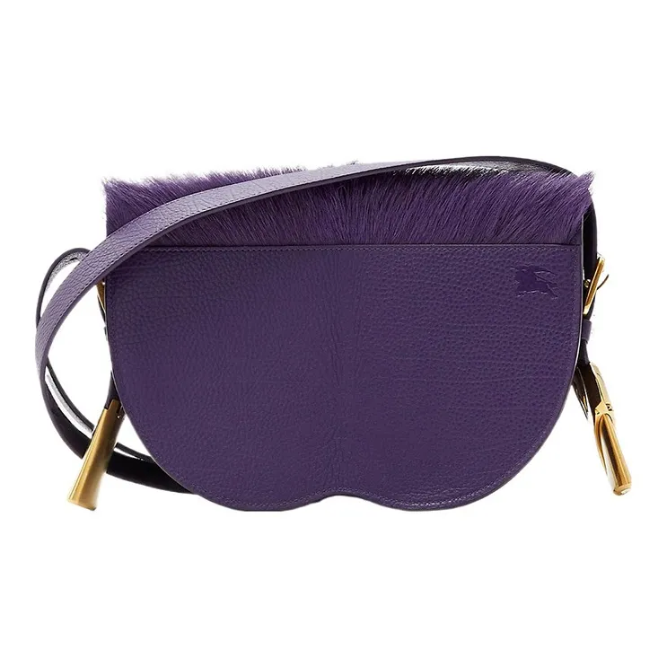 Burberry Calfskin With Cashmere Blend Shoulder Bag Crossbody Bag Women's Ribbon Purple-2