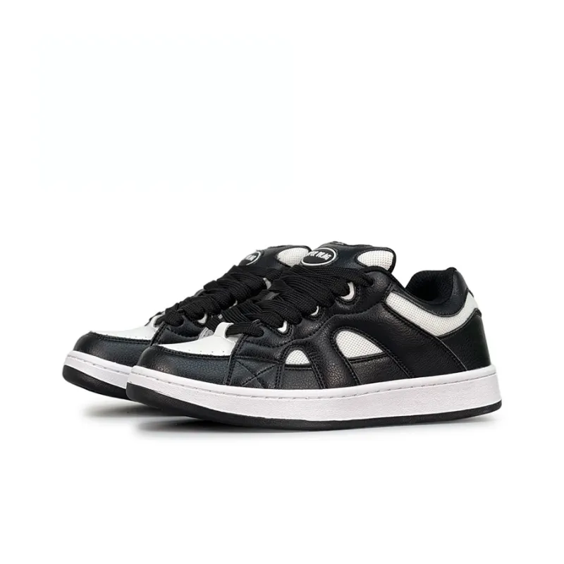 LuzaoT SUPER DRAG Puffy Shoes Anti Slip Wear Resistant Low Top Skateboard Shoes Unisex Black White-2