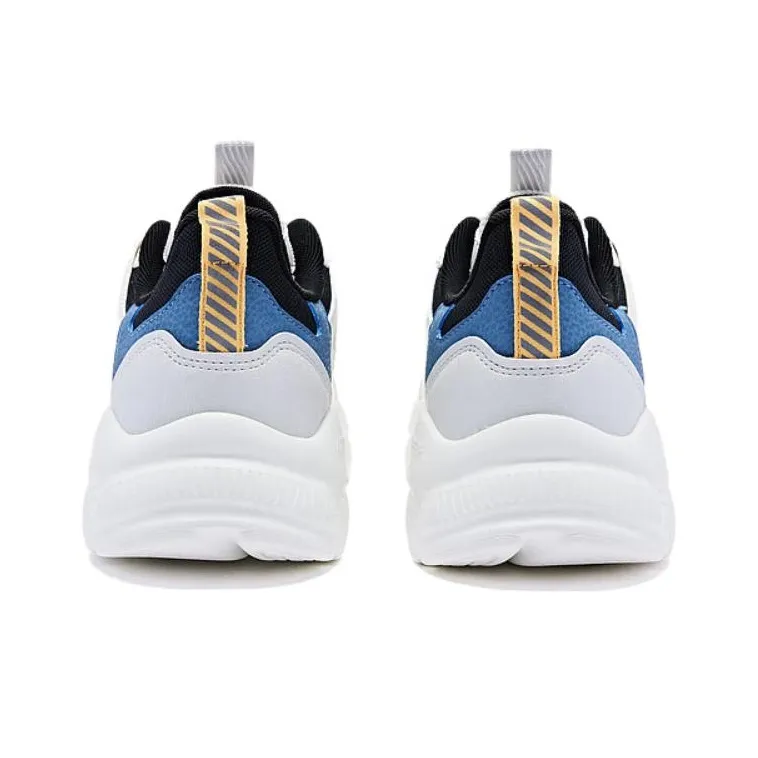 QIAODAN Cushioned Slip Resistant Low Top Sprint Long Distance Running Training Running Shoes Men's White Blue-3