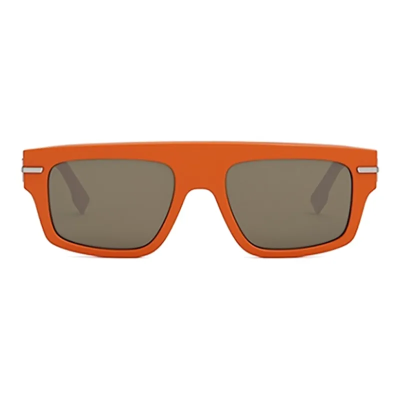 FENDI Acetate Irregular Shape Sunglasses Women's Orange-1