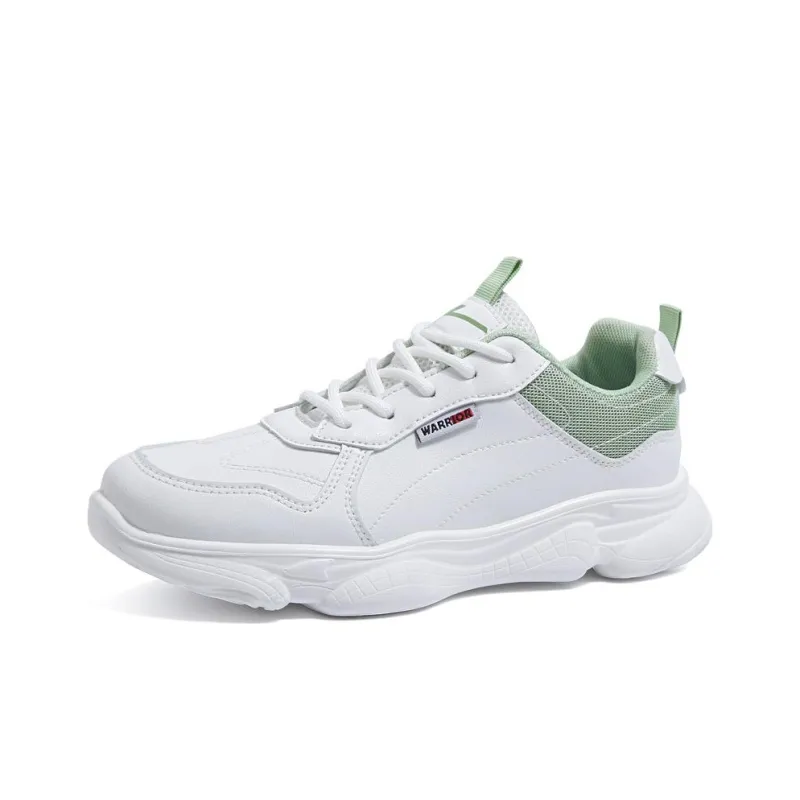 Warrior Anti Slip And Wear Resistant Breathable Low Top Chunky Sneakers Women's White Green-1