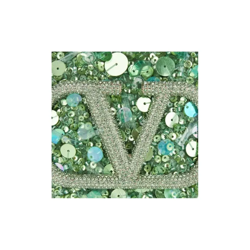 Valentino Silk Crossbody One Shoulder Handbags Women's Light Green-3