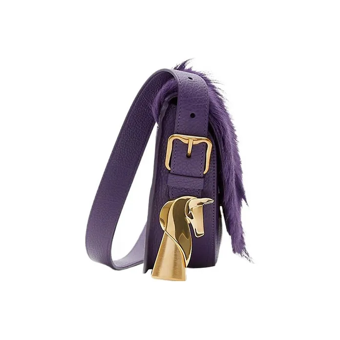 Burberry Calfskin With Cashmere Blend Shoulder Bag Crossbody Bag Women's Ribbon Purple-1