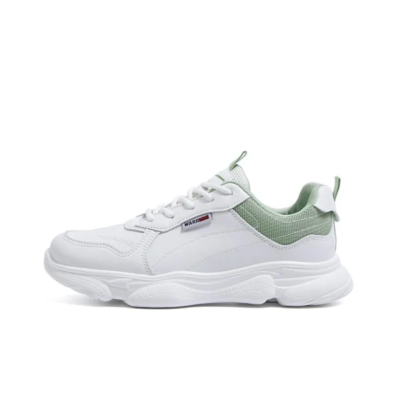 Warrior Anti Slip And Wear Resistant Breathable Low Top Chunky Sneakers Women's White Green-0