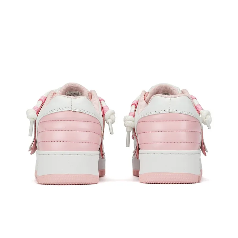 FLOSSIE Skateboard Shoes Unisex Low Top White Pink/White Black/White/Beige Khaki-4