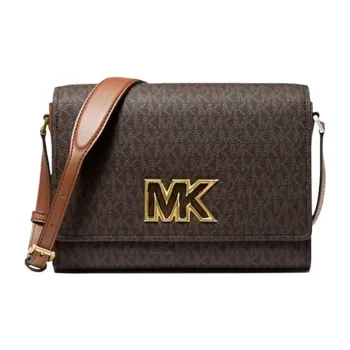 MICHAEL KORS Mimi Coated Canvas Shoulder Bag, Crossbody Bag Medium Size Women's Brown
