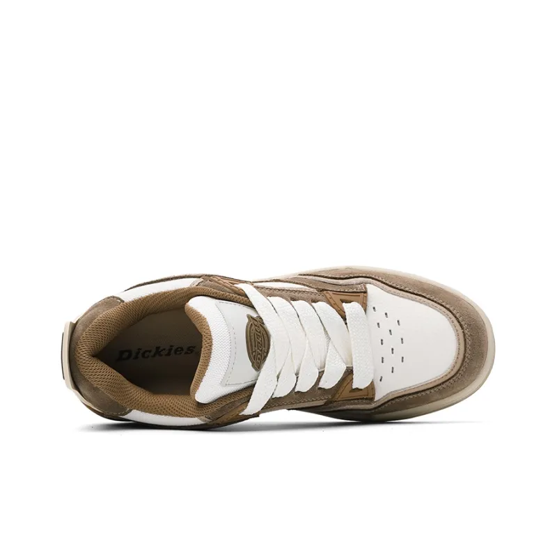 Dickies Anti Slip Wear Resistant Low Top Skateboard Shoes Men's White Coffee-2