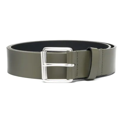 DIESEL Square Buckle Logo Embossed Leather Belt