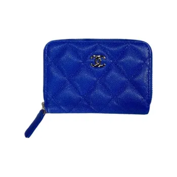 CHANEL Bright Caviar Calfskin Coin Purse Women's Blue
