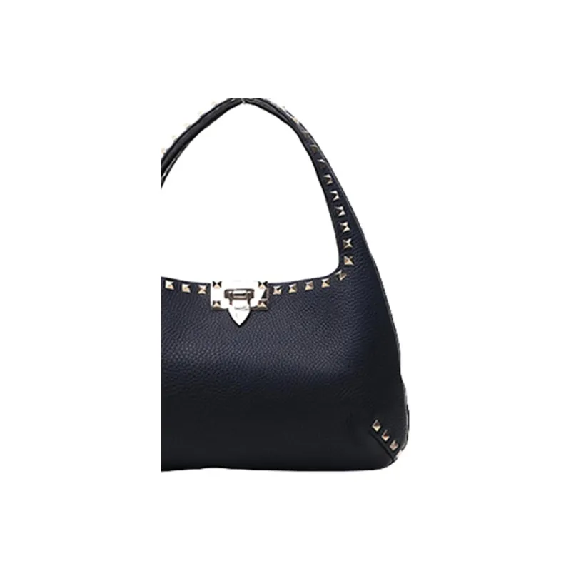 Valentino Cow Leather One Shoulder Handbags Women's Black-3