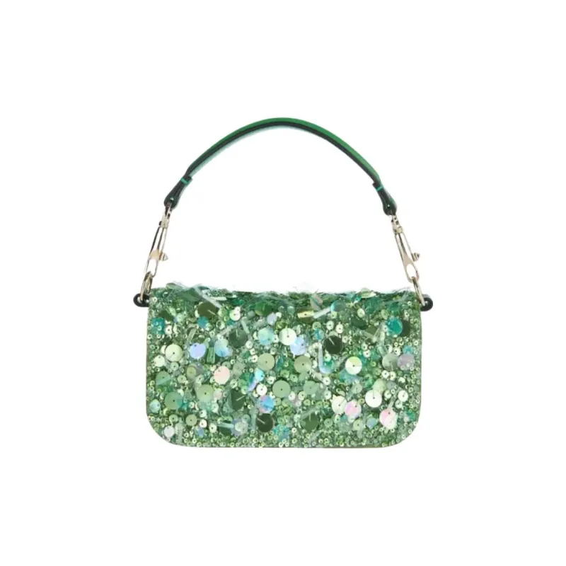 Valentino Silk Crossbody One Shoulder Handbags Women's Light Green-2