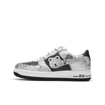GOLD MEMBER BEAR Skateboard Shoes Unisex Low Top Black/White