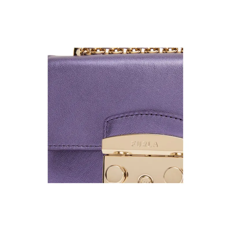 Furla Metropolis Collection Calfskin Shoulder Bag Crossbody Bag Mini Women's Purple-4