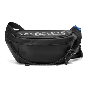 Land Gulls Nylon Crossbody Bag, Shoulder Bag, Fanny Pack, Sling Bag Regular Unisex White/Black
