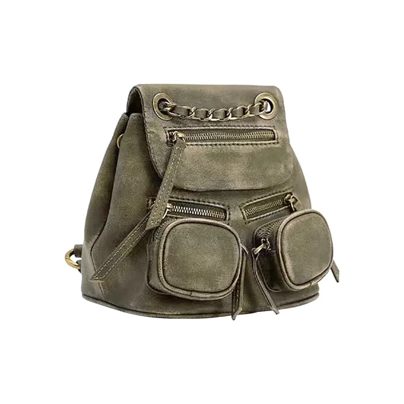 UNITE STAR PU Cortex Handheld Backpack Medium Size Women's Gray Green-1