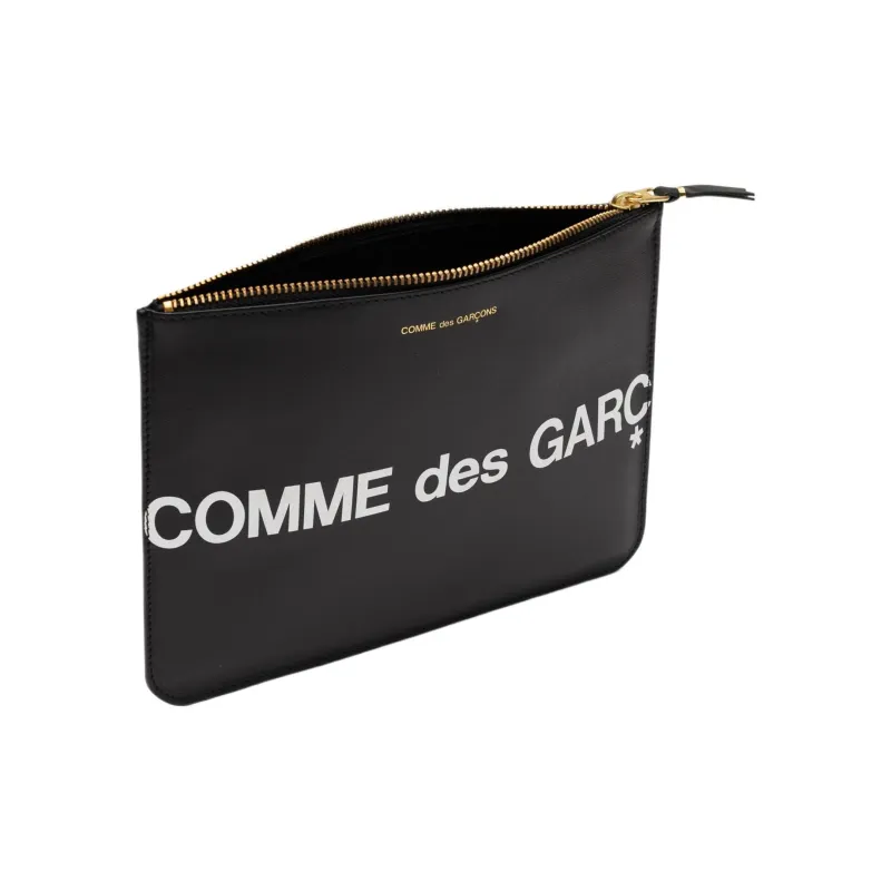 CDG Cow Leather Wallet Large Size Women's Black-2