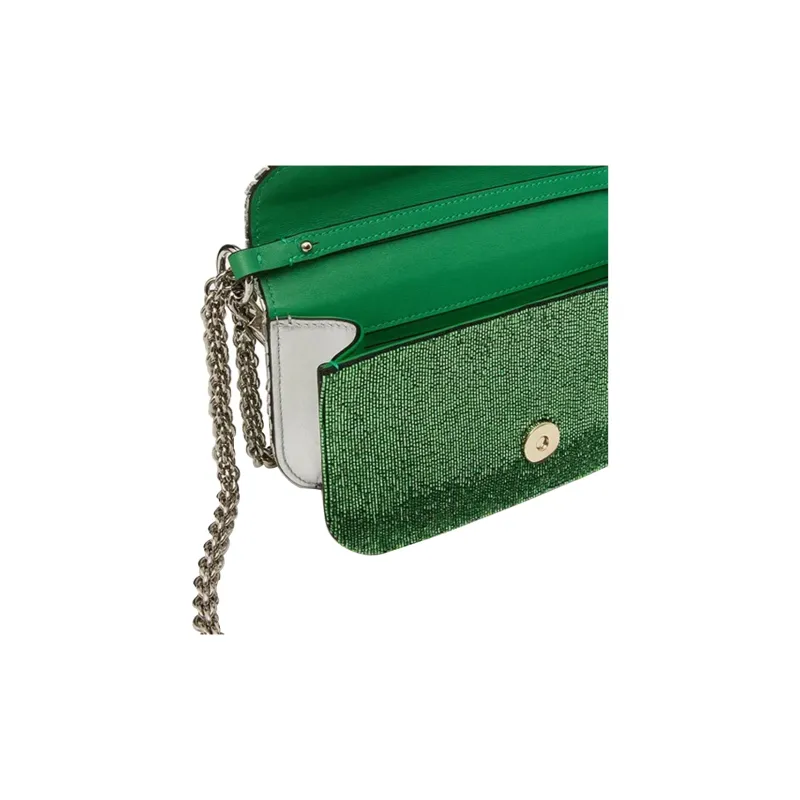 Valentino Locò Leather Baguette Bag Handbags Shoulder Bag Crossbody Bag Mini Women's Green-3