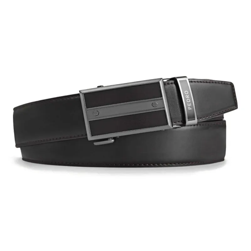 PEDRO Minimalist Casual Automatic Buckle Belt Calfskin Leather Belts Men's Width 3.5CM-0