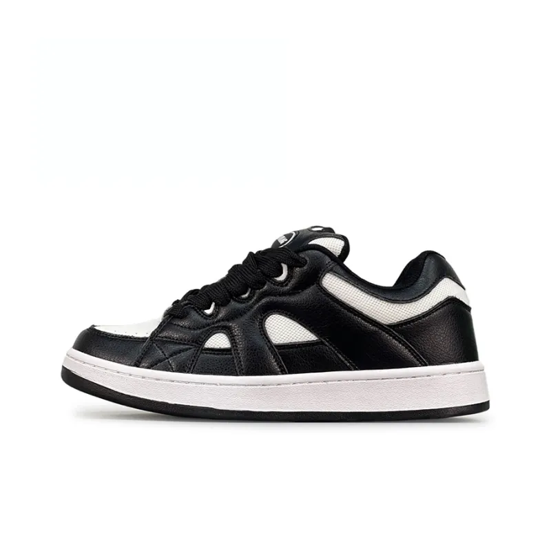 LuzaoT SUPER DRAG Puffy Shoes Anti Slip Wear Resistant Low Top Skateboard Shoes Unisex Black White-0