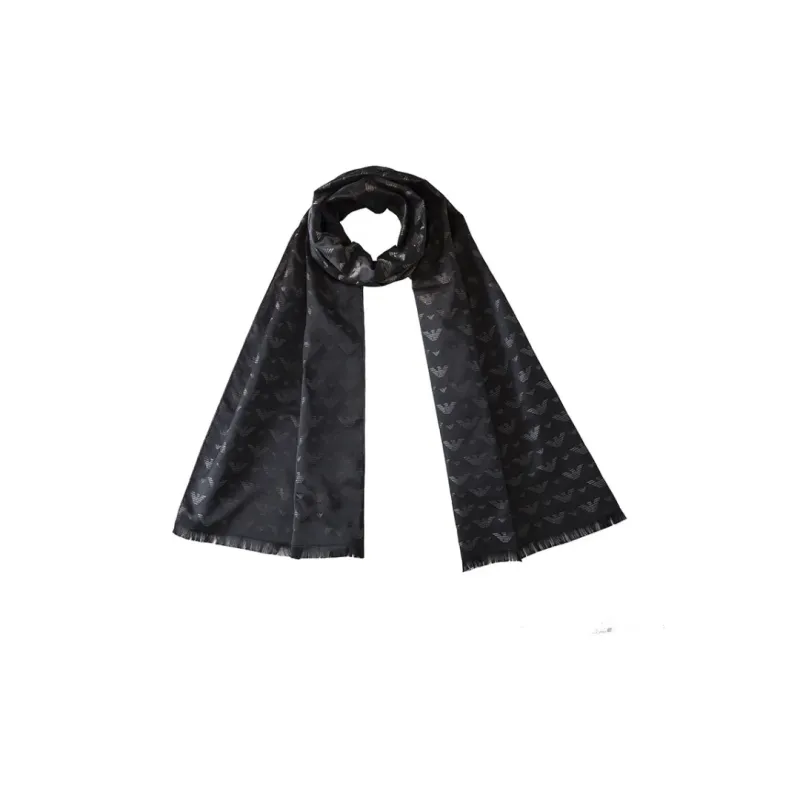 EMPORIO ARMANI Silk Scarves Unisex Black Gradient-1