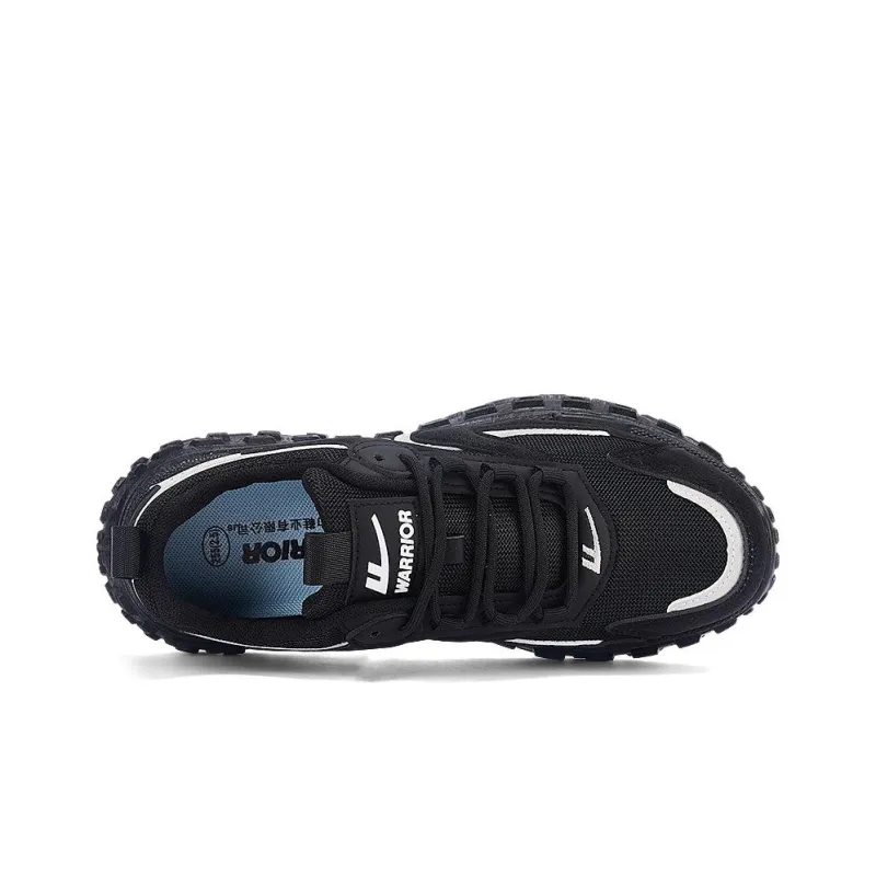 Warrior Cushioning Anti Slip Wear Resistant Breathability Low Top Chunky Sneakers Men's Black-2