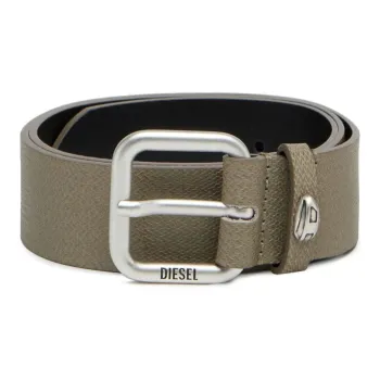 DIESEL Letter Print Logo Pin Buckle Leather Belts Men's Green Width 3.5cm