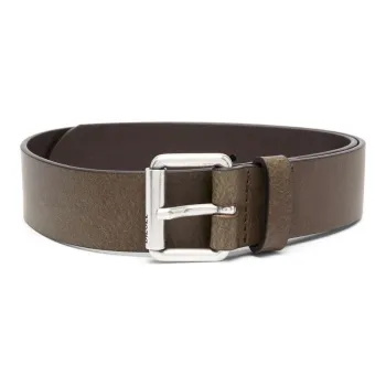 DIESEL Carved Letter Logo Pin Buckle Leather Belts Kids' Brown Width 3CM