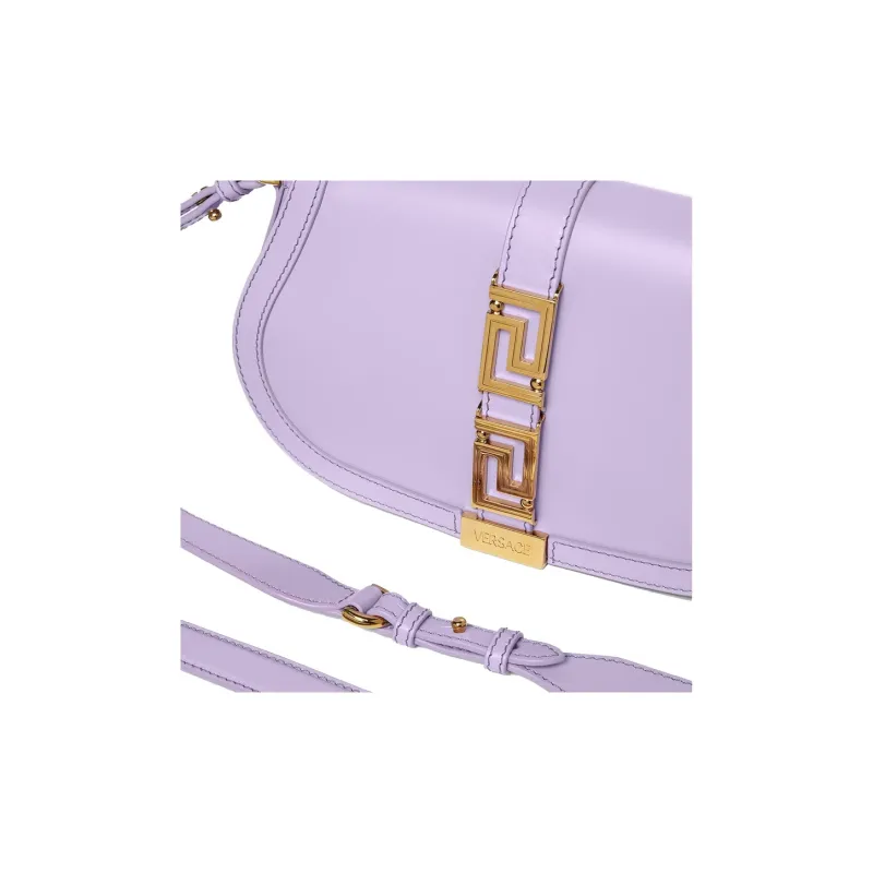 VERSACE Greca Goddess Cow Leather Saddle Bag Portable Crossbody Bag Shoulder Bag Women's Purple-3