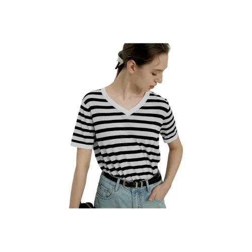 Mix Selection T-Shirts Women's Black/White Stripes