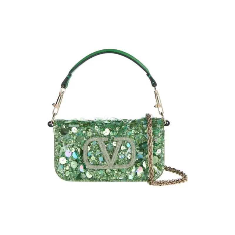 Valentino Silk Crossbody One Shoulder Handbags Women's Light Green-0