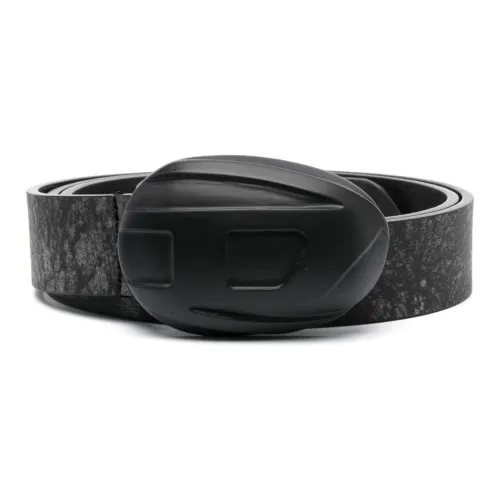 DIESEL Leather Belts Men's Black Width 3CM