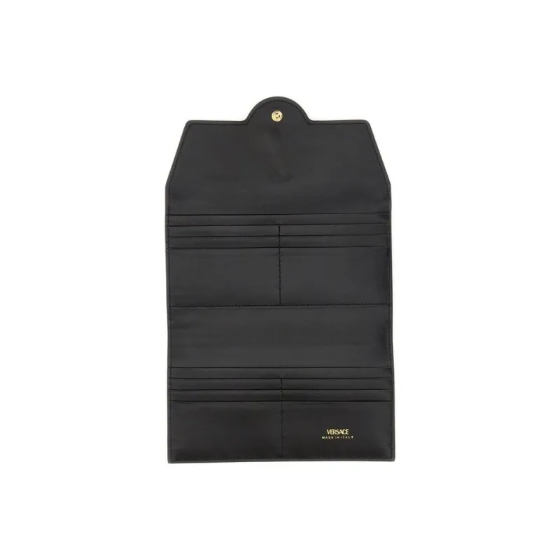 VERSACE La Medusa Sheepskin Wallet Women's Black-3
