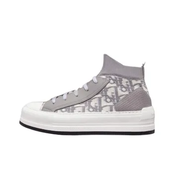 DIOR Walk'n'Dior Platform Shoes Slip Resistant Mid Top Skateboard Shoes Women's Gray