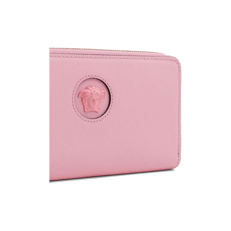 VERSACE La Medusa Leather Patchwork Calfskin Wallet Regular Women's Pink-4