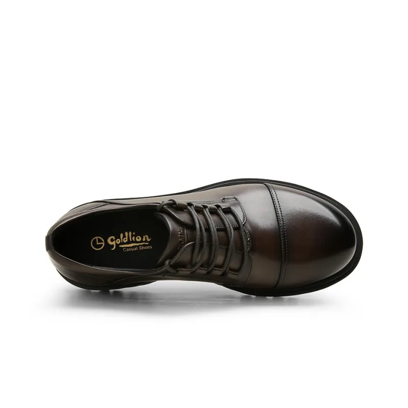 GOLDLION Dress Shoes Men Low Top Brown/Black-2